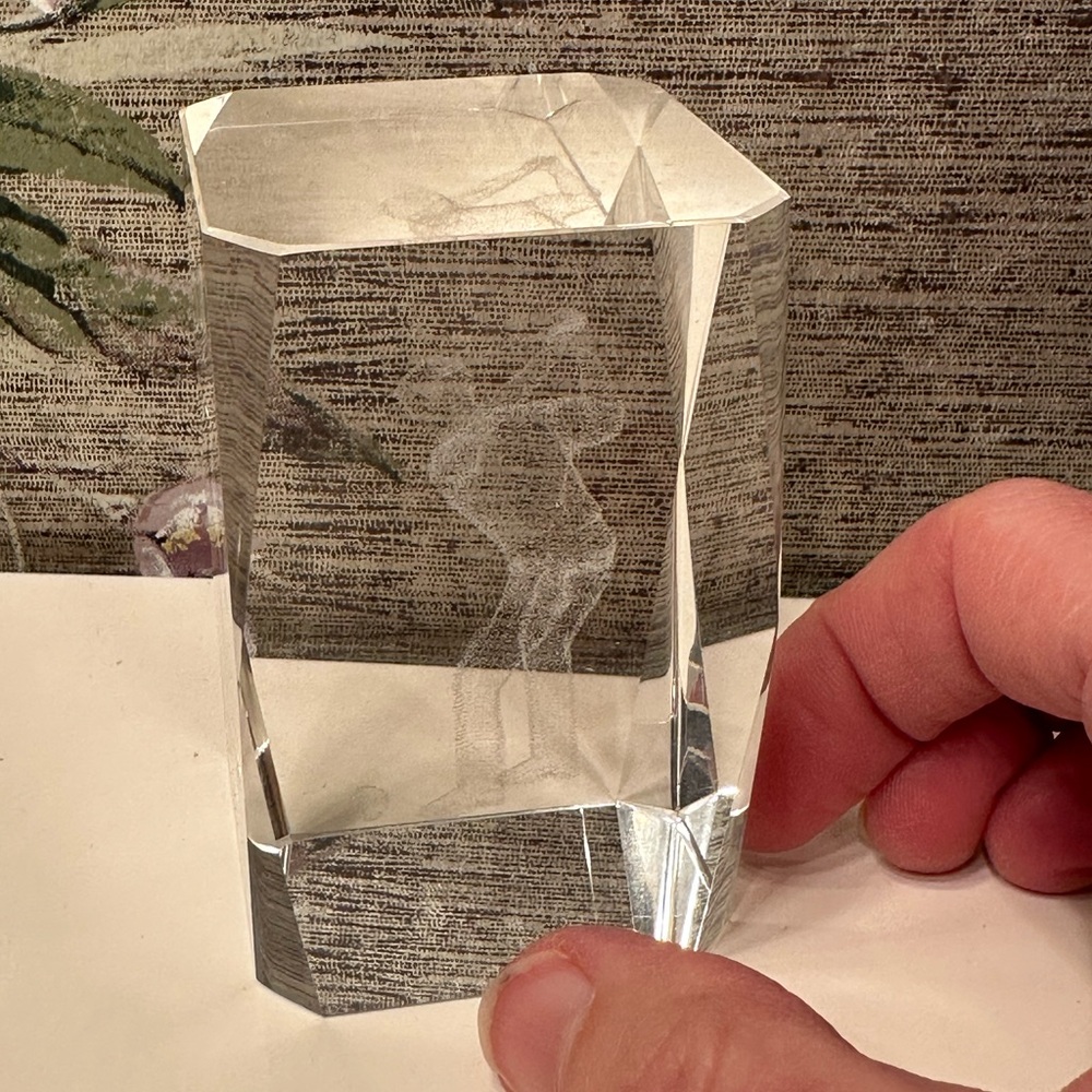 Glass Holographic Golfer Sculpture